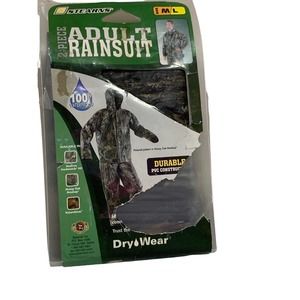 Stearns Men’s Old New Stock PVC Nylon 2 Piece Waterproof Camo Rain Suit Size ML